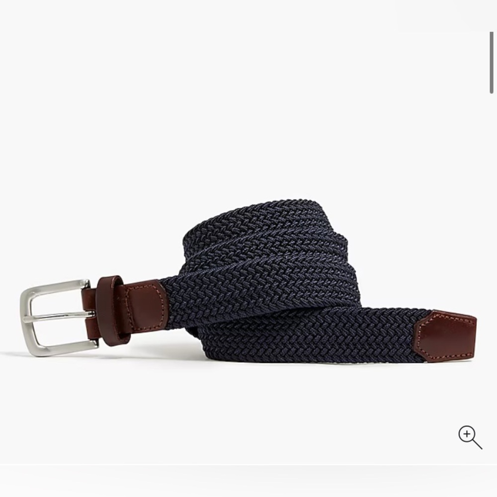 NWT J. Crew Men's Navy Size 38 Rope Cow Leather Belt